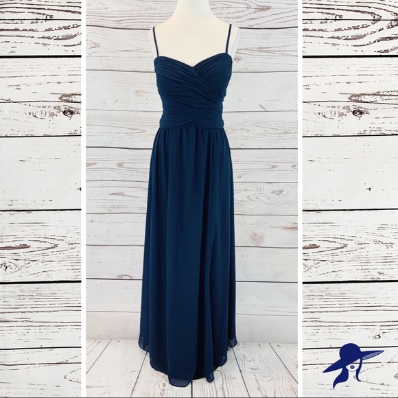 Camille La Vie Dresses & Skirts - Camille La Vie navy blue ruched long with buttons